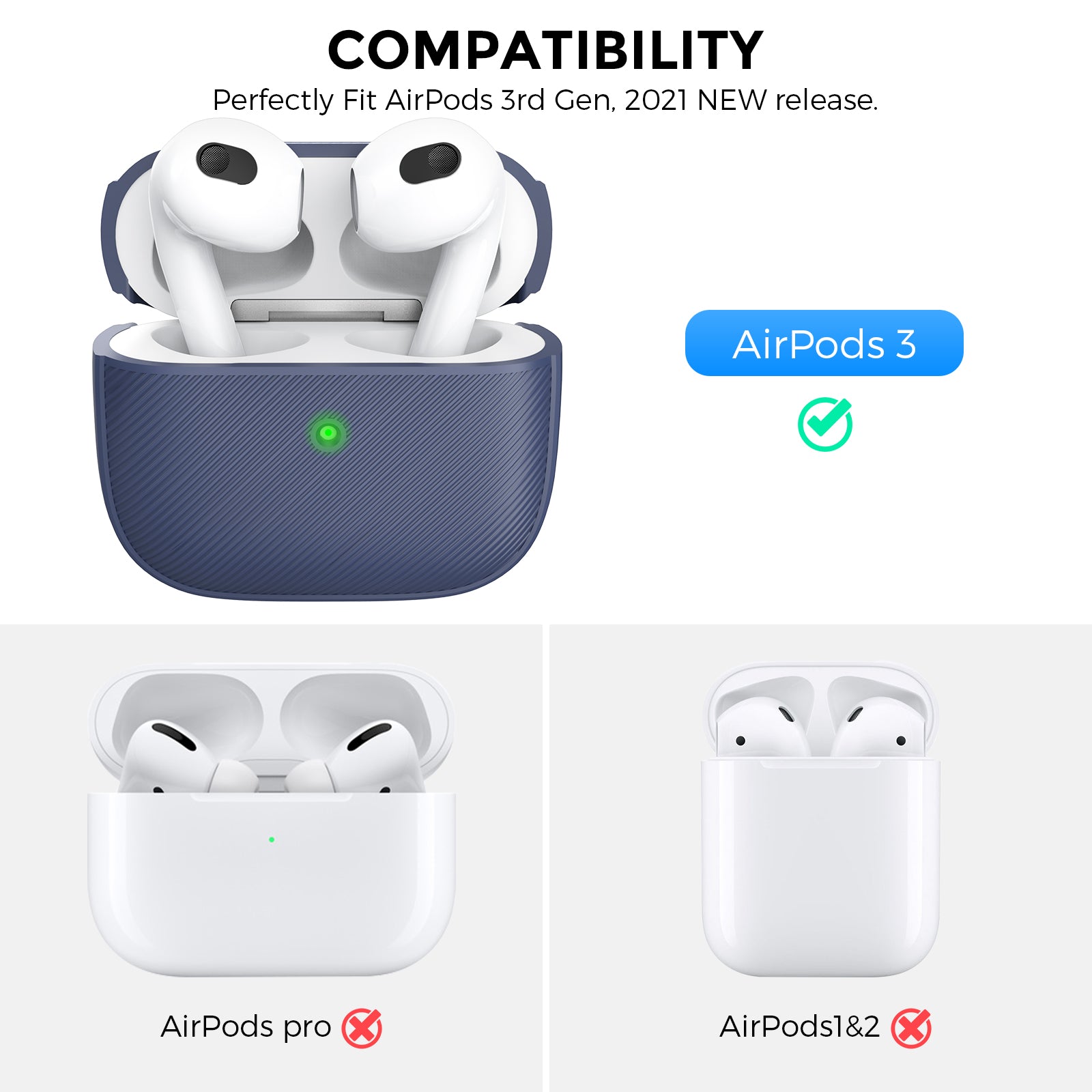 AHASTYLE PT177 For Apple AirPods 3 Stripe Design Bluetooth Earphone Drop-proof Cover Splittable Soft Silicone Protective Case AHASTYLE PT177 For Apple AirPods 3 Stripe Design Bluetooth Earphone Drop-proof Cover Splittable Soft Silicone Protective Case